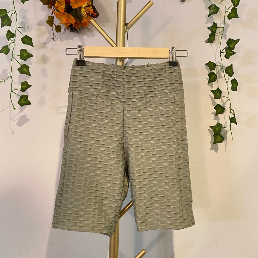 Grey Honeycomb Biker Shorts